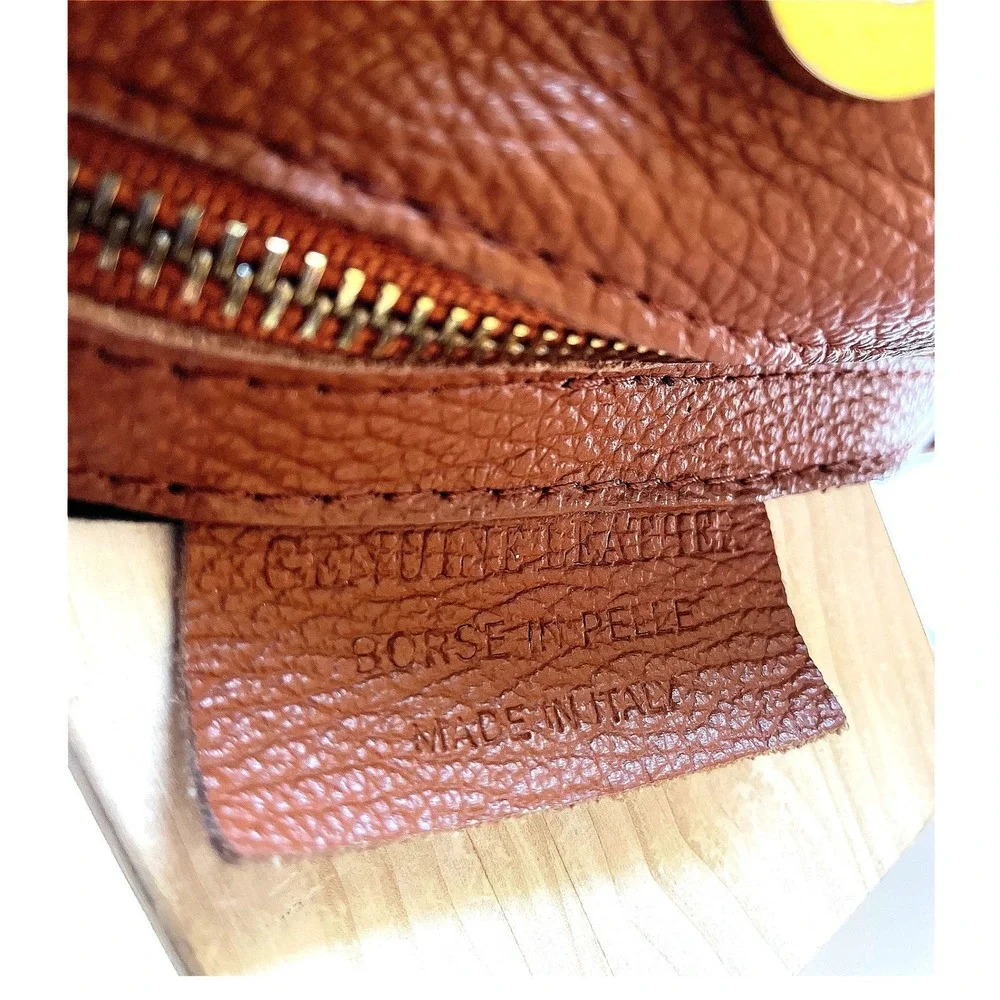 Ilenia Genuine Italian Woven Leather Brown Shoulder Bag Handmade Zip Compartment